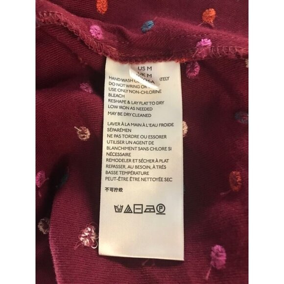 ANTHROPOLOGIE MAEVE Dottie Top Blouse Size Medium Burgundy Embroidered Polka Dot - Picture 8 of 9